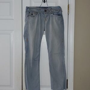 TRUE RELIGION Billy 25 Low Rise Straight Leg  Crop Jeans Flap Pockets